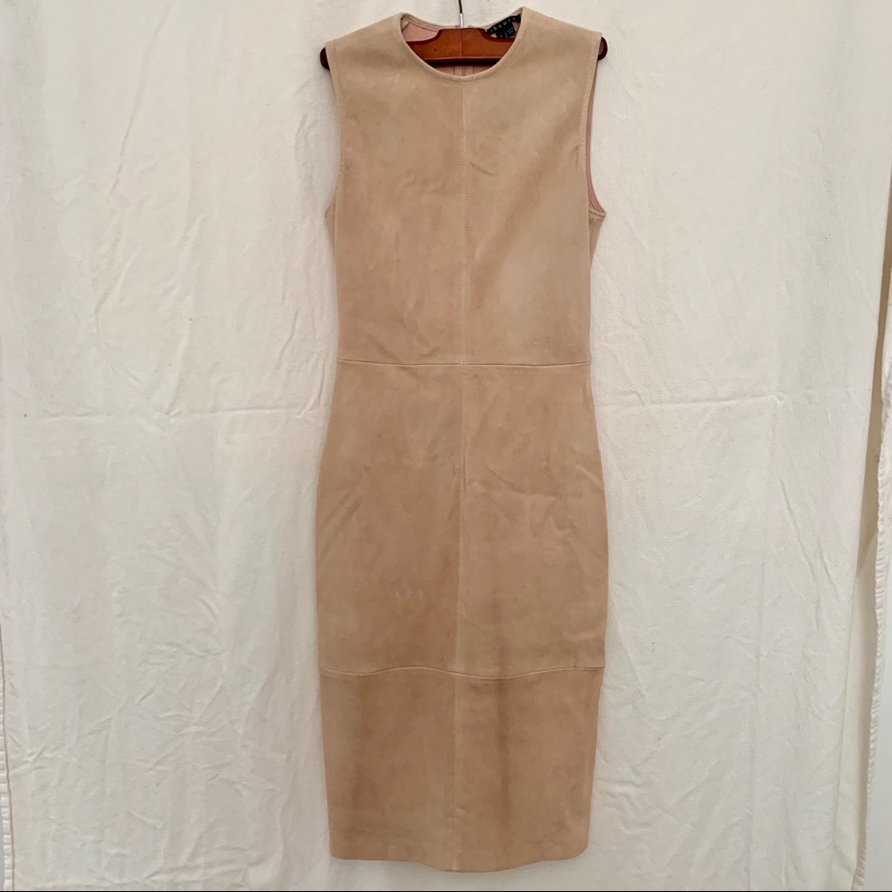 Thoery Eano Suede Dress Tan Size 6